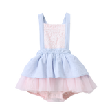 Emma Overall Dress - Blue/Pink
