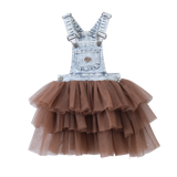 Victoria Pinafore - Blue/Mocha
