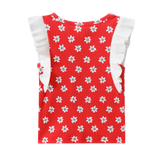 Poppy Flower Red Print Frill Top