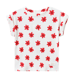 Poppy Flower White Print Top
