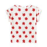 Poppy Flower White Print Top