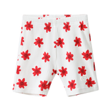 Poppy Flower White Print Shorts