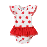Poppy White Print Tulle Bodysuit