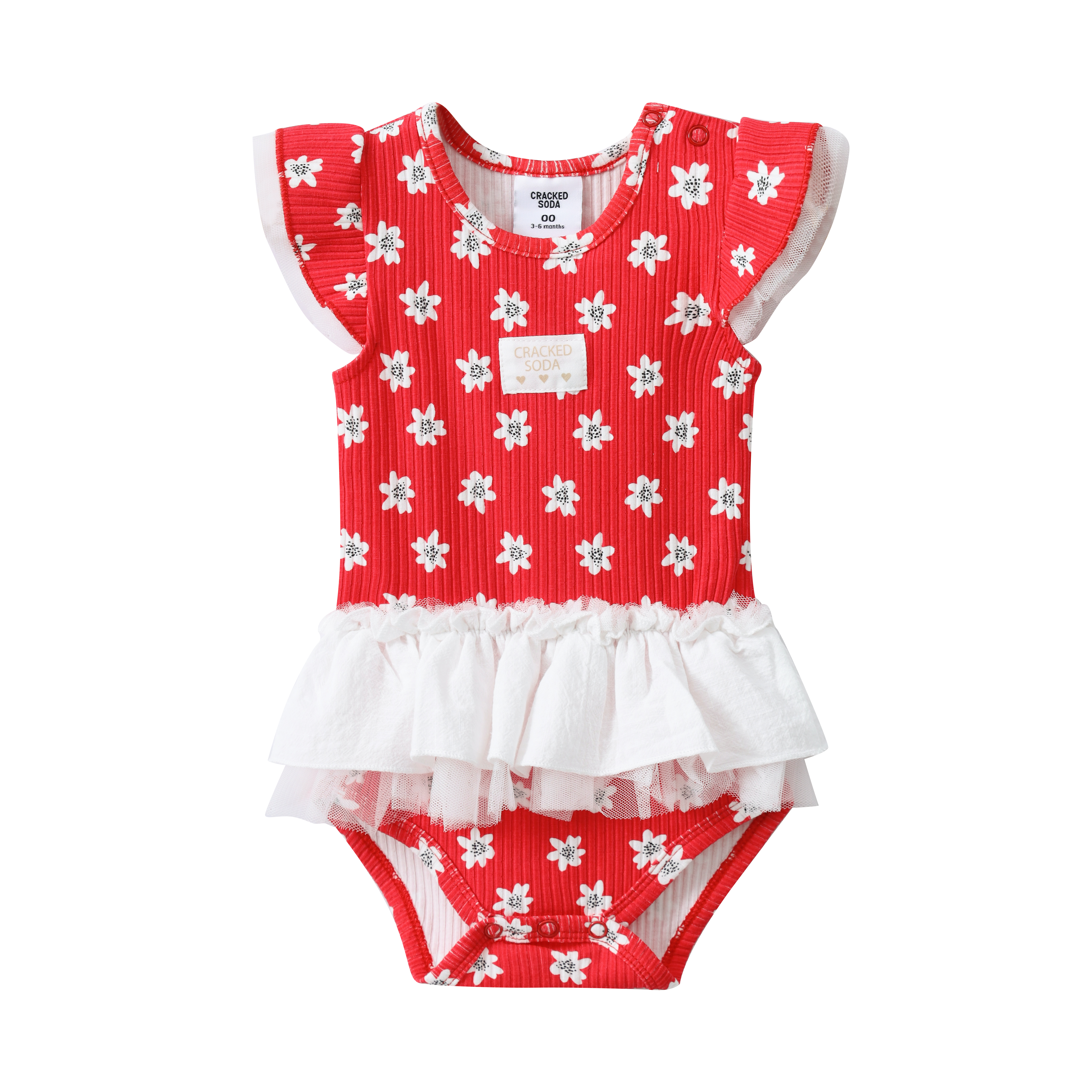 Poppy Red Print Tulle Bodysuit-Clothing-Cracked Soda