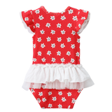 Poppy Red Print Tulle  Bodysuit