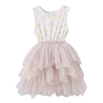 Jasmine Floral Beige Shredded Tutu-Clothing-Cracked Soda