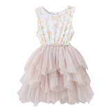 Jasmine Floral Beige Shredded Tutu-Clothing-Cracked Soda