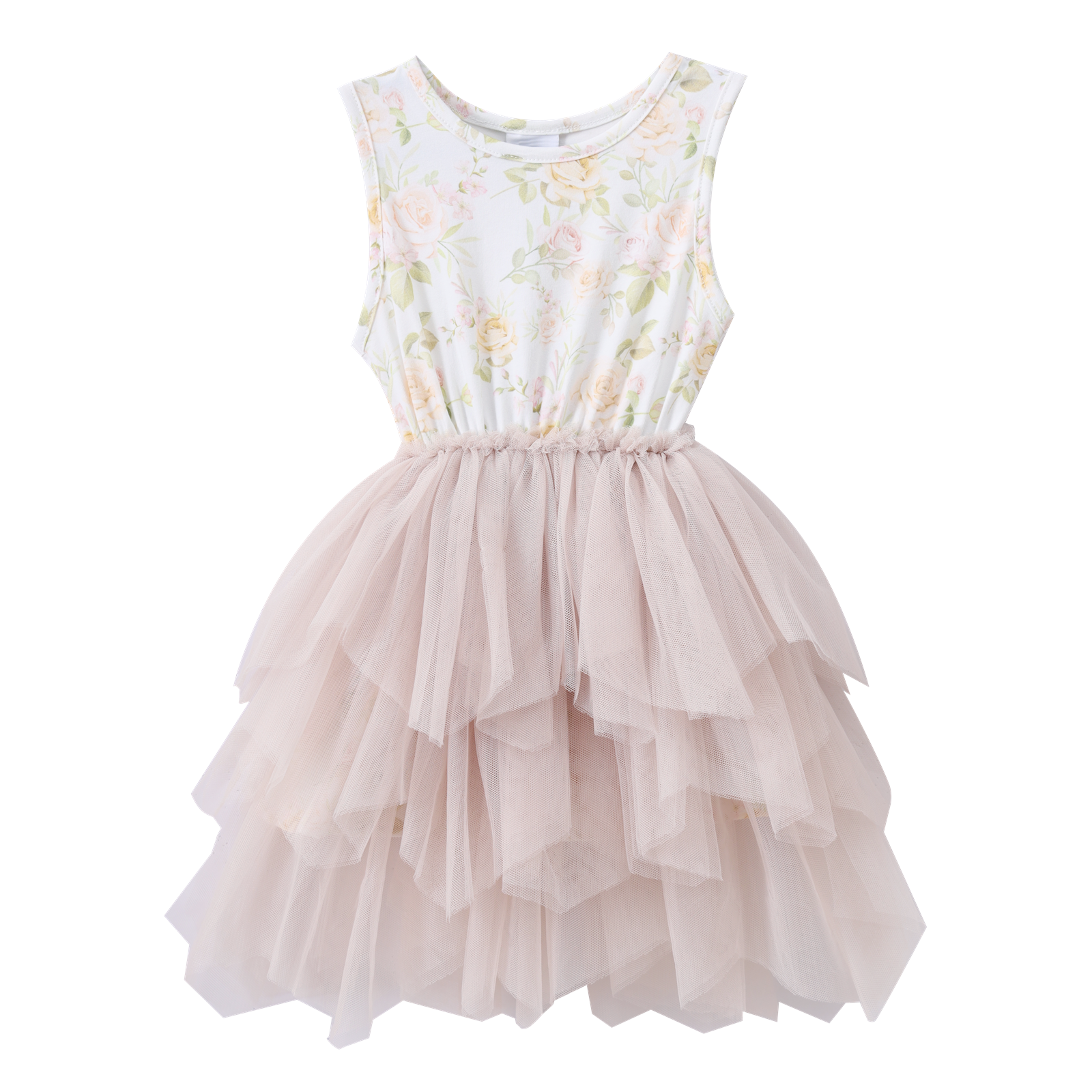 Jasmine Floral Beige Shredded Tutu-Clothing-Cracked Soda