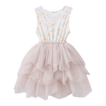 Jasmine Floral Beige Shredded Tutu-Clothing-Cracked Soda