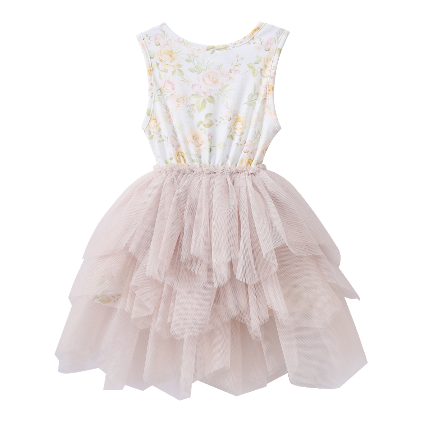 Jasmine Floral Beige Shredded Tutu-Clothing-Cracked Soda