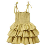 Clover Ruched Bubble Dress - Olive-Clothing-Cracked Soda