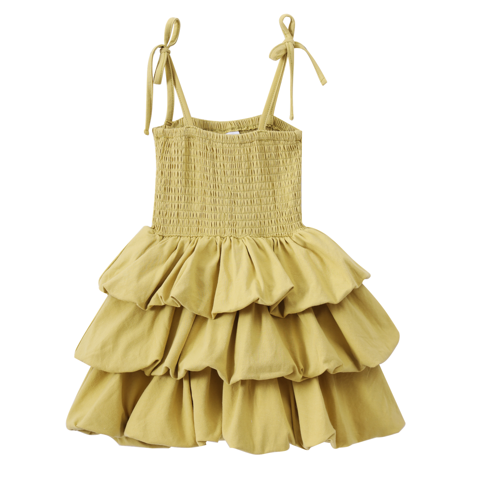 Clover Ruched Bubble Dress - Olive-Clothing-Cracked Soda