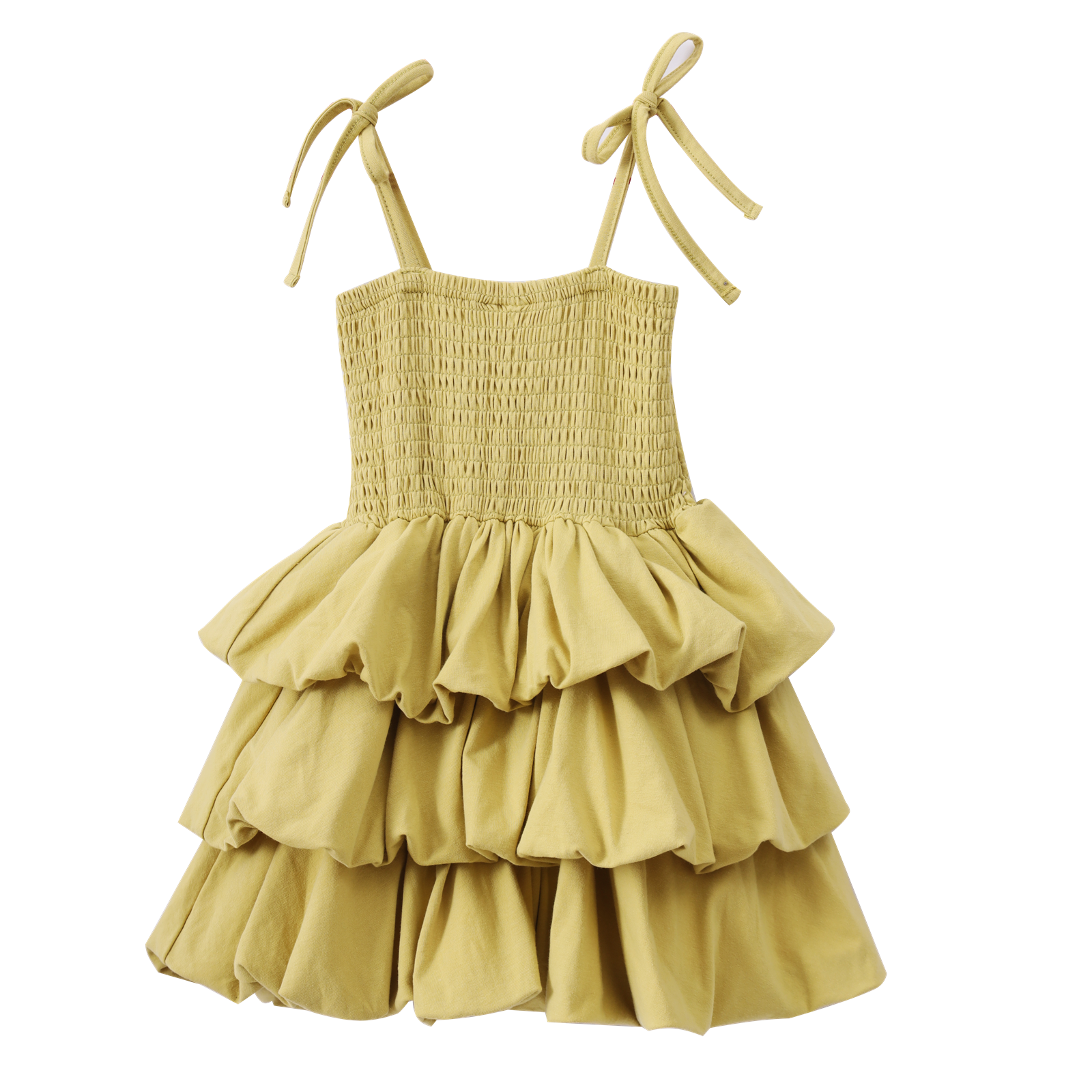 Clover Ruched Bubble Dress - Olive-Clothing-Cracked Soda