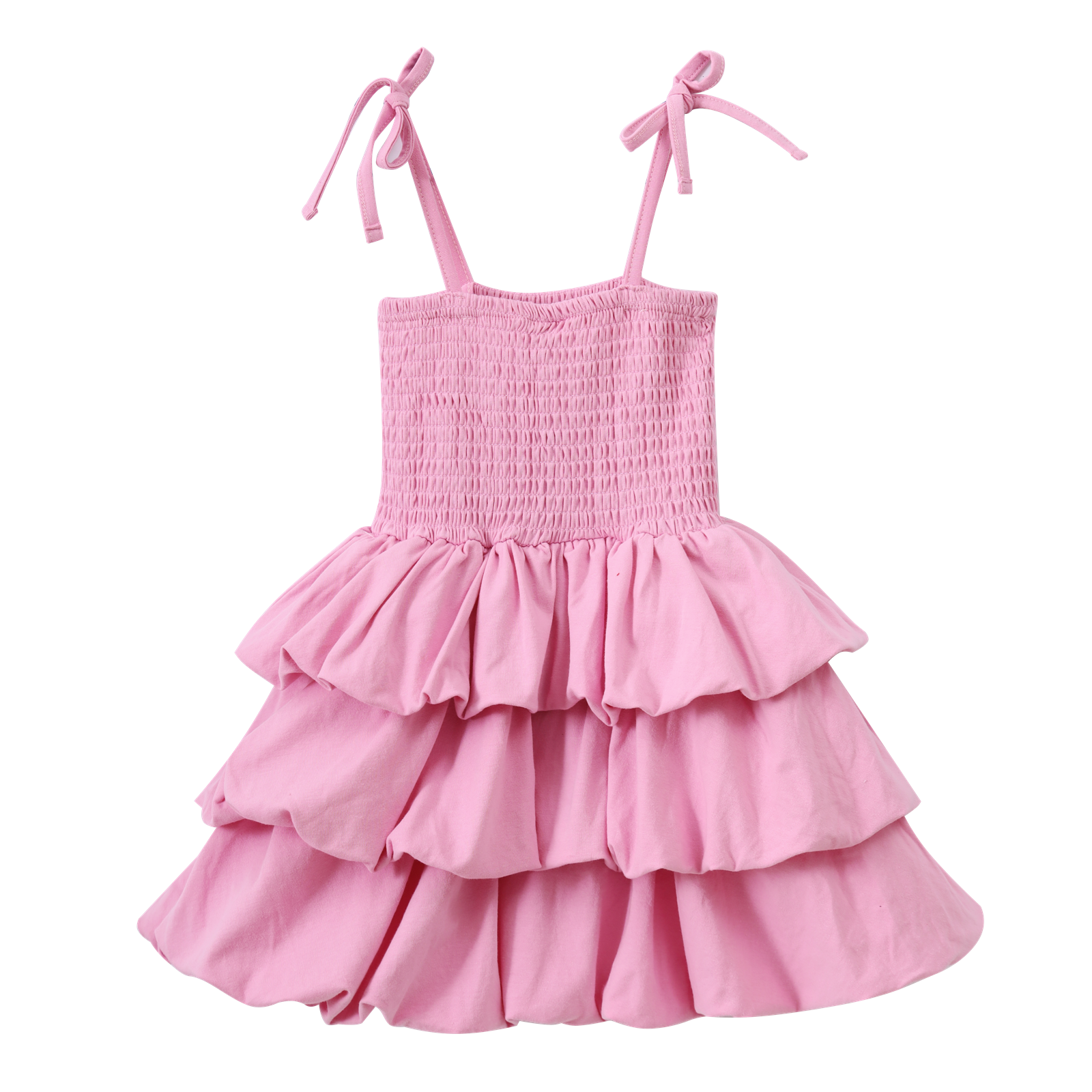 Clover Ruched Bubble Dress - Pink-Clothing-Cracked Soda