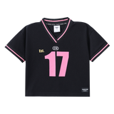 Clover Jersey Detail Tee - Black-Clothing-Cracked Soda