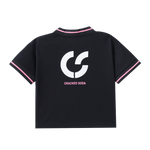 Clover Jersey Detail Tee - Black-Clothing-Cracked Soda