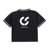 Clover Jersey Detail Tee - Black-Clothing-Cracked Soda