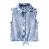 Zara Denim Blue Tie Top