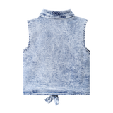 Zara Denim Blue Tie Top
