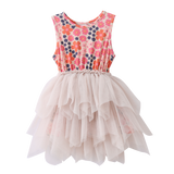 Summer Flower Shredded Tutu - Beige-Clothing-Cracked Soda