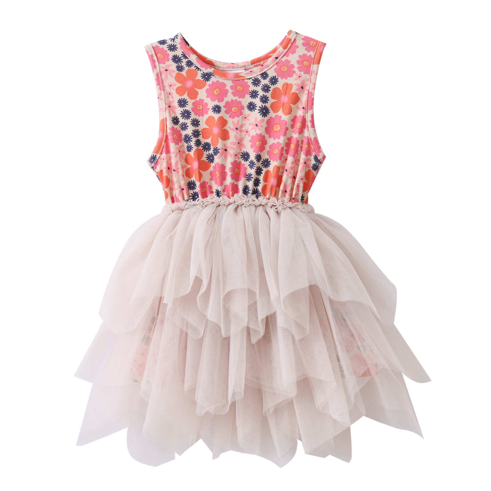 Summer Flower Shredded Tutu - Beige-Clothing-Cracked Soda