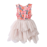 Summer Flower Shredded Tutu - Beige-Clothing-Cracked Soda