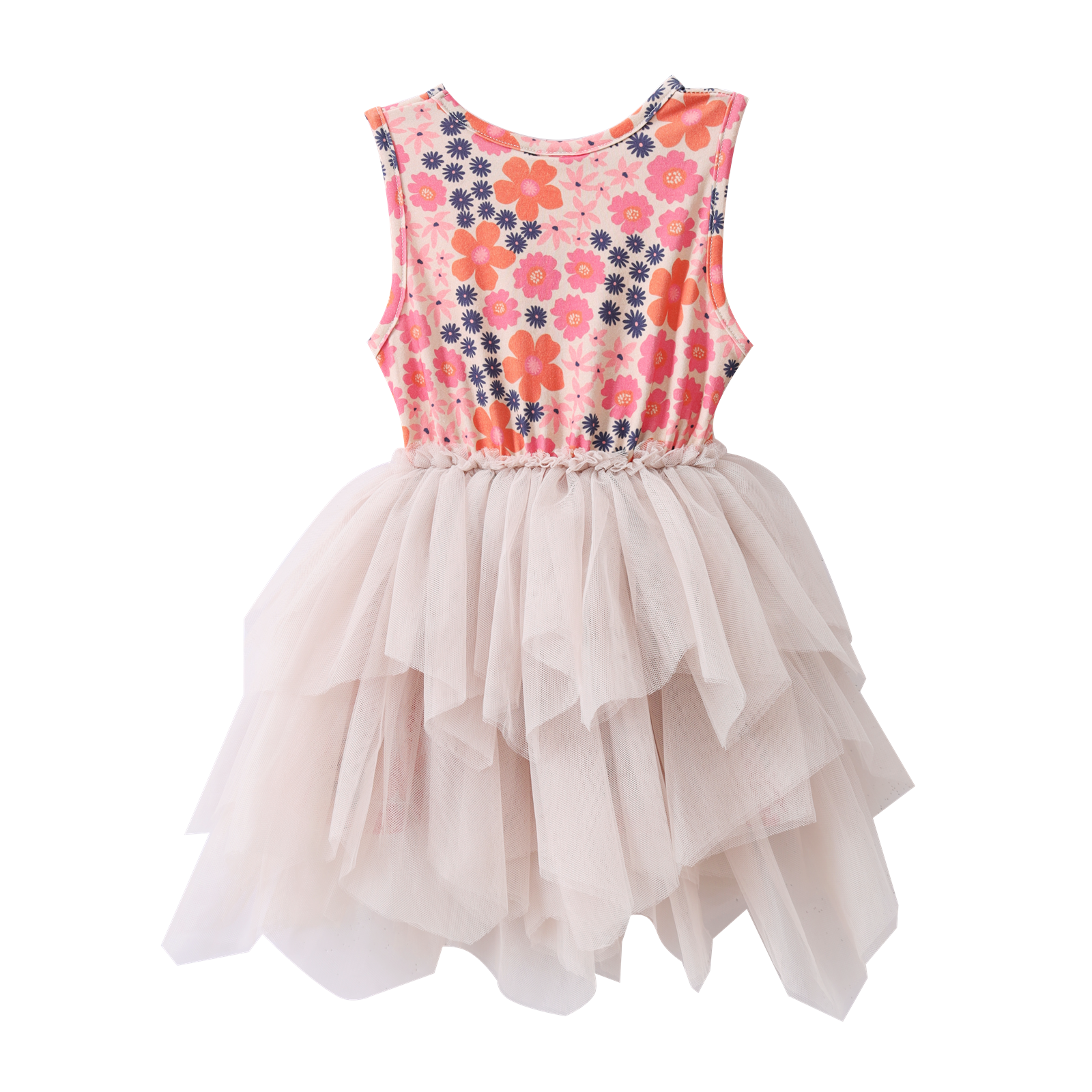 Summer Flower Shredded Tutu - Beige-Clothing-Cracked Soda