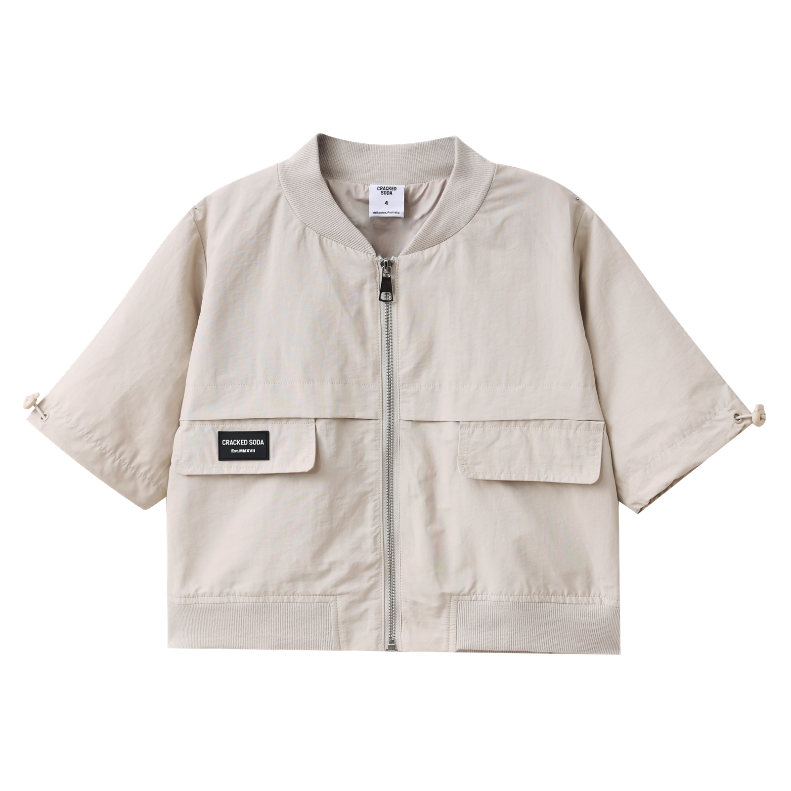 Ebony CS Detailed Zip Jacket - Sand-Clothing-Cracked Soda