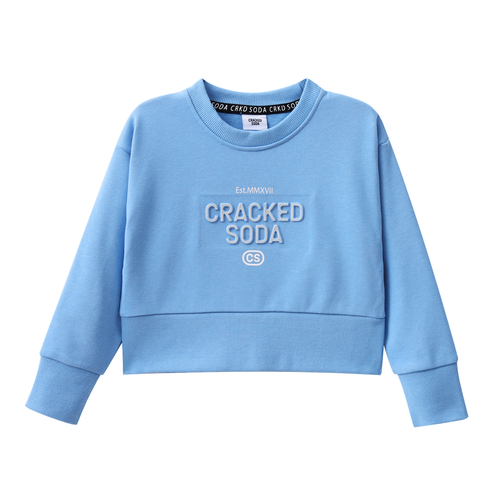 Ava French Terry Crew - Blue-Clothing-Cracked Soda