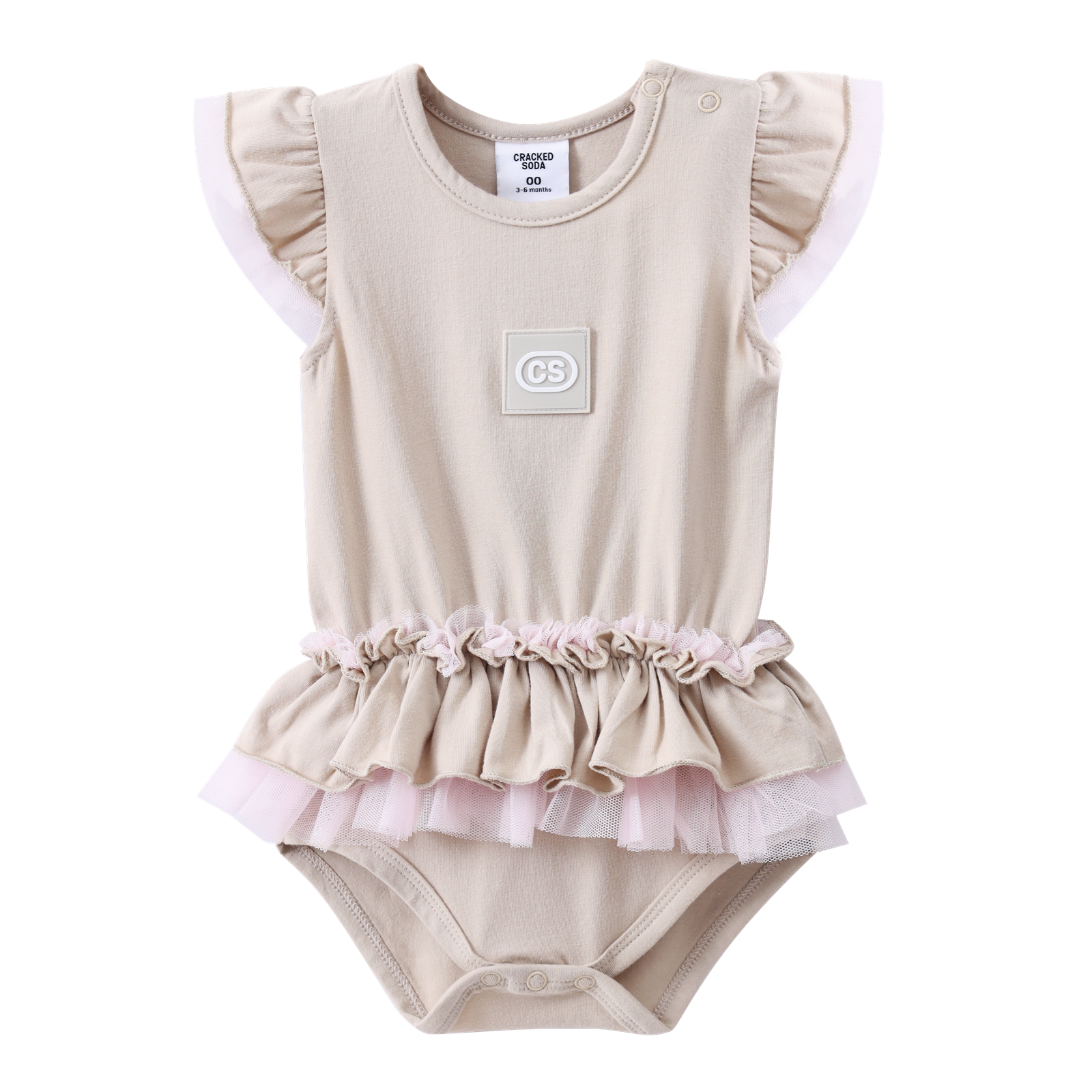 Ava Tulle Frill Bodysuit - Sand-Clothing-Cracked Soda