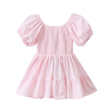 Ava Puff Sleeve Dress - Pink-Clothing-Cracked Soda