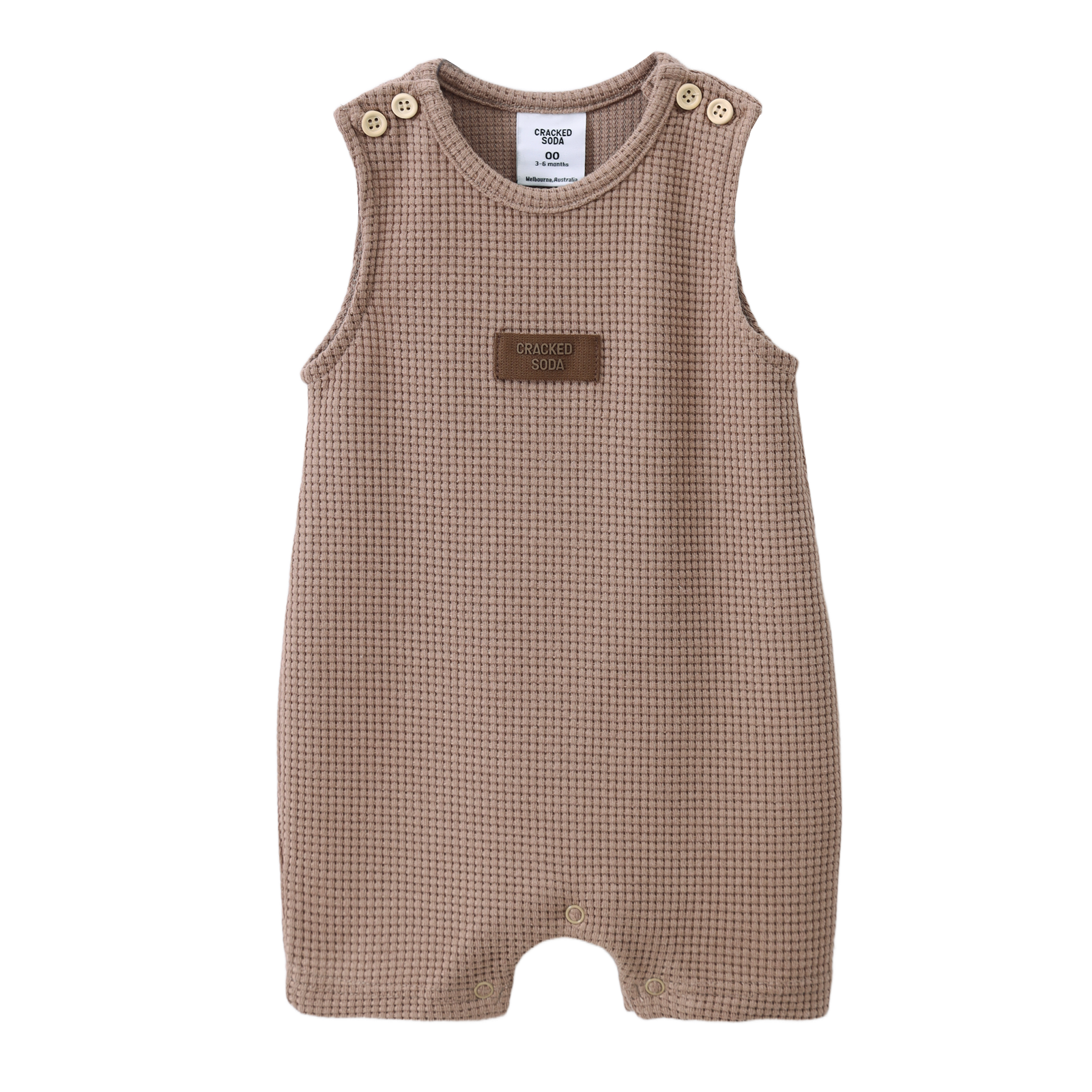 Dash Waffle Romper - Mocha-Clothing-Cracked Soda