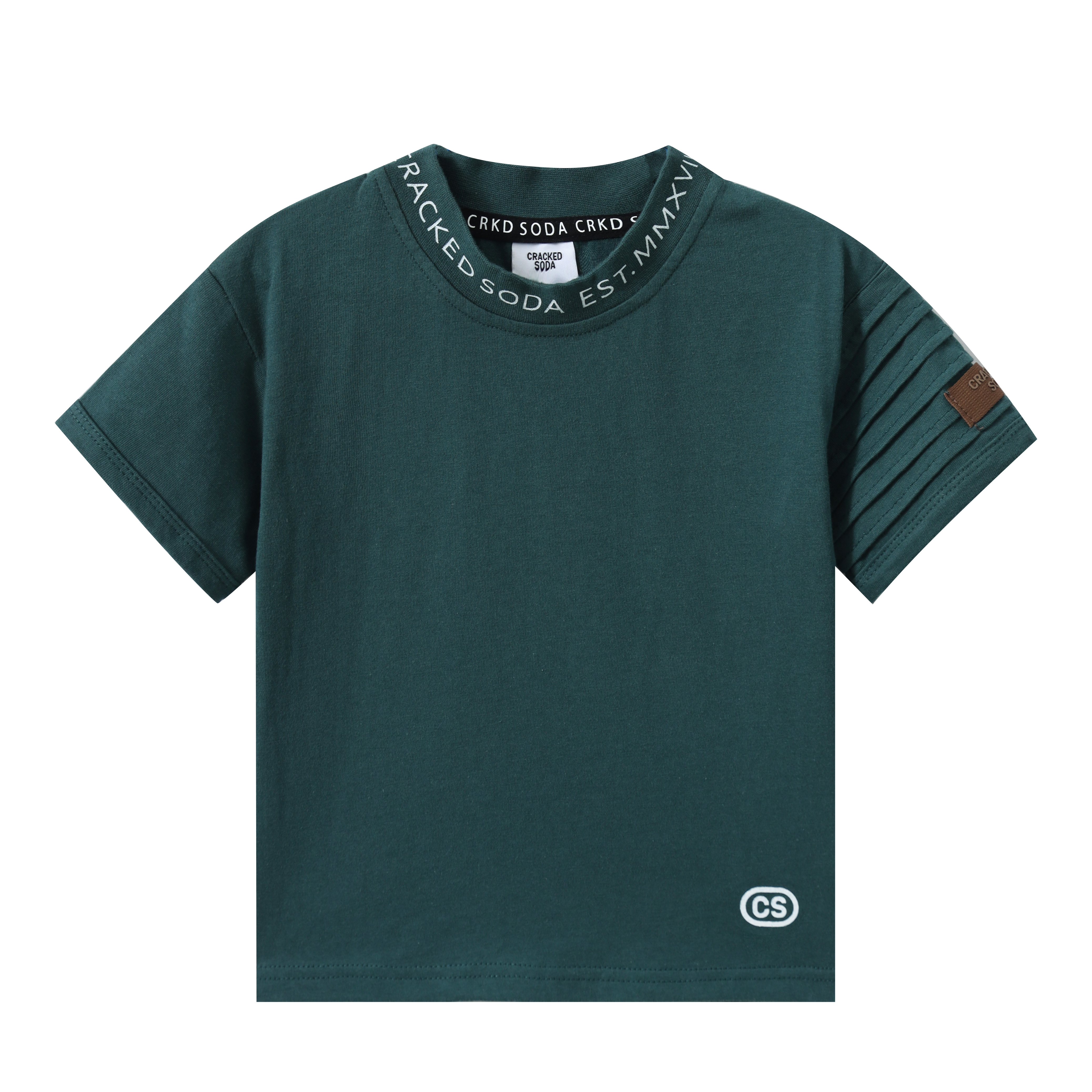 Malachi Detailed Neck Tee - Forest-Clothing-Cracked Soda