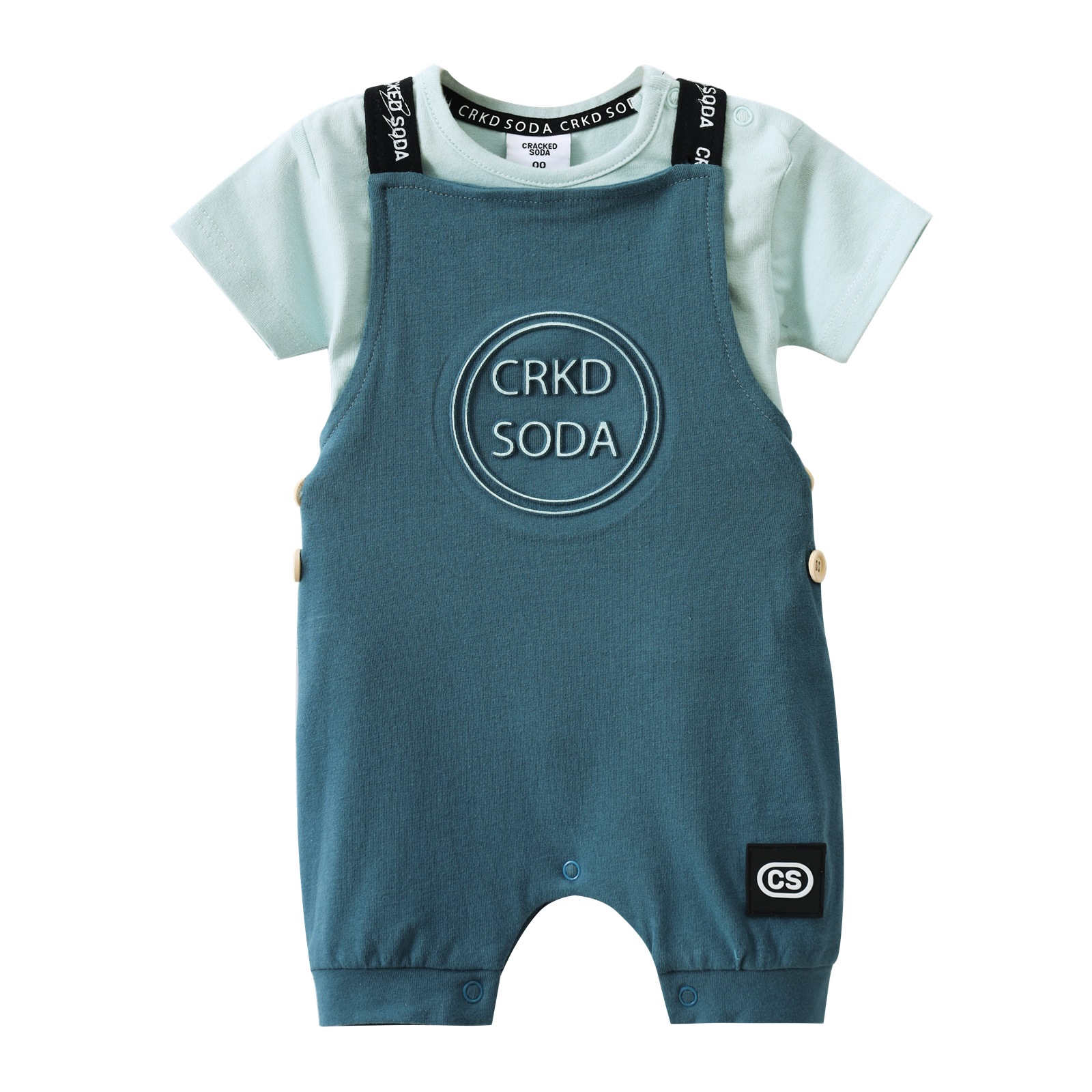 Jet 2Pce Overall Set - Sea Foam/Teal-Clothing-Cracked Soda