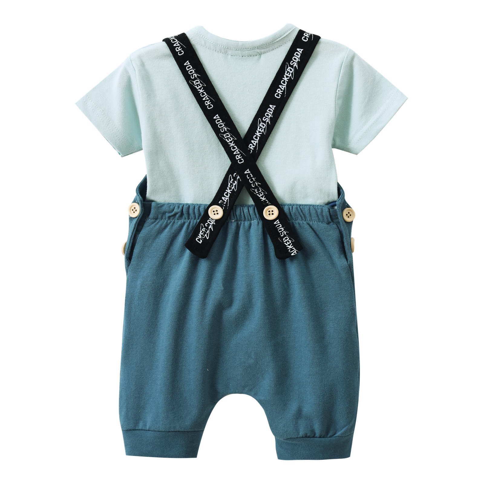 Jet 2Pce Overall Set - Sea Foam/Teal-Clothing-Cracked Soda
