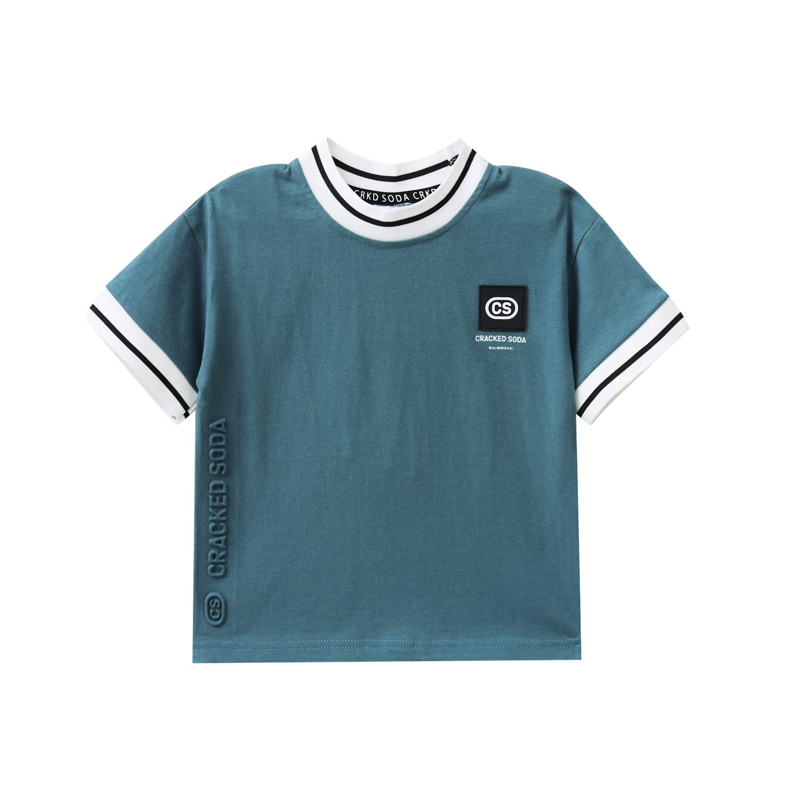Jet Detailed Trim Tee - Teal-Clothing-Cracked Soda