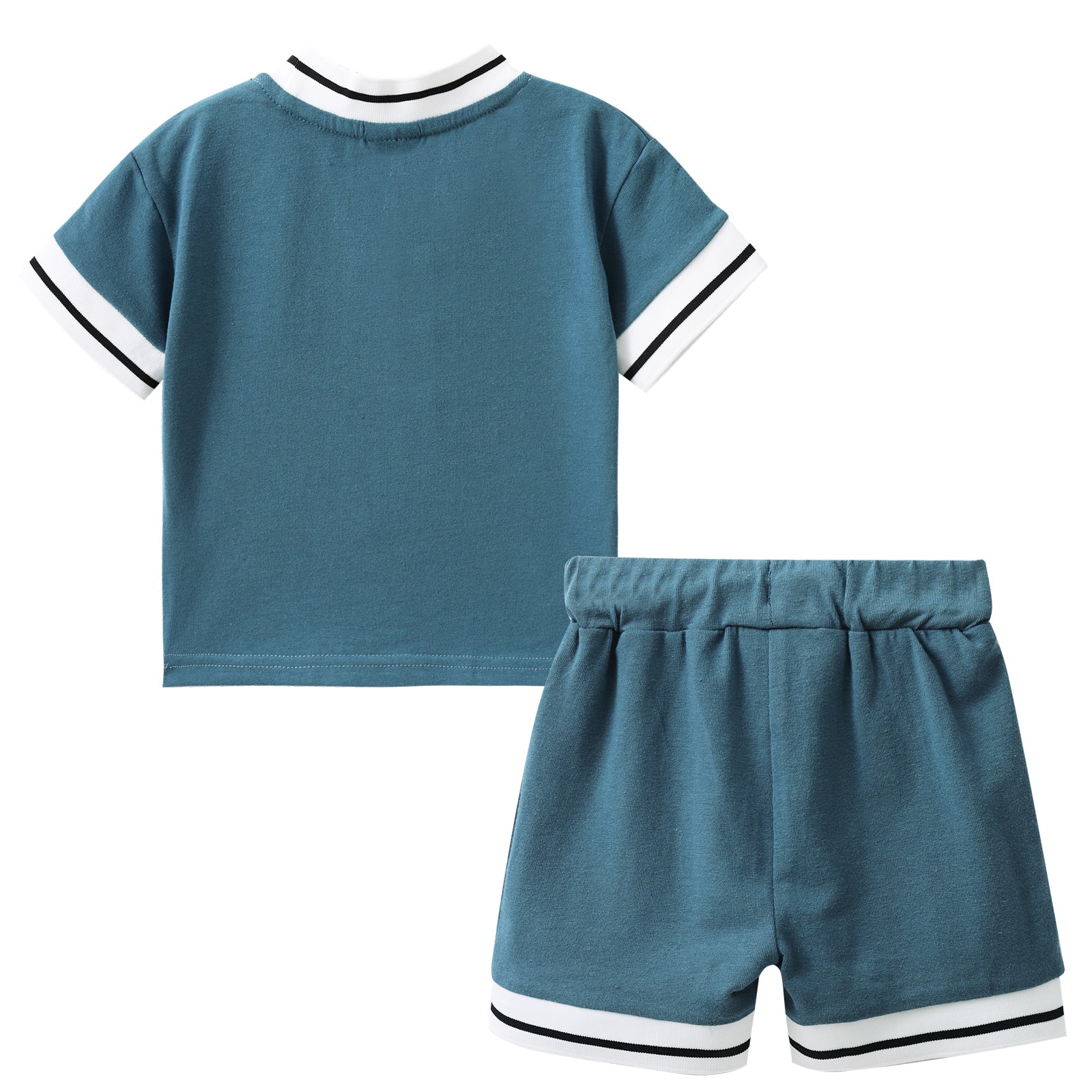 Jet Detailed Trim 2Pce Set - Teal-Clothing-Cracked Soda