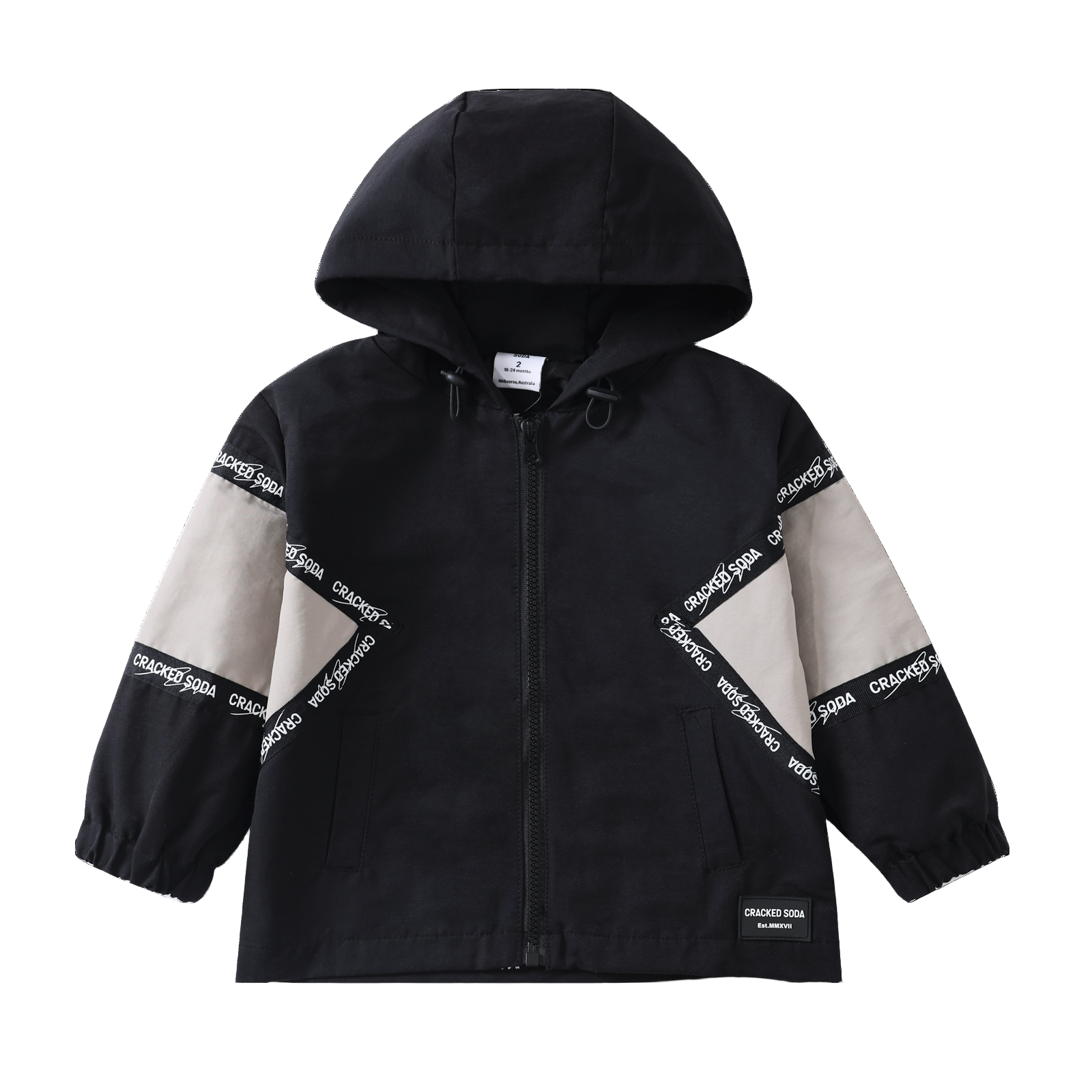 Zayn Hooded Jacket - Black/Grey-Clothing-Cracked Soda
