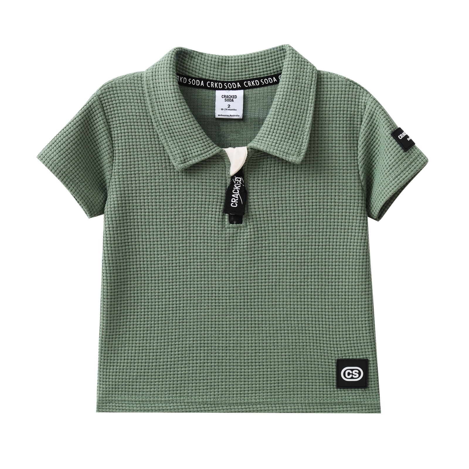Flint Textured Polo - Olive-Clothing-Cracked Soda