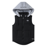 Noah Puff Vest with Removable Hood - Black/Grey
