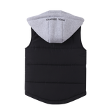 Noah Puff Vest with Removable Hood - Black/Grey