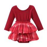 Scarlett Fleece Ribbed Bodysuit Check Dress