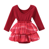 Scarlett Fleece Ribbed Bodysuit Check Dress