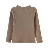 Zinnia Ribbed Fleece L/S Top - Walnut
