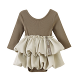 Zinnia Ribbed Fleece Bodysuit Dress - Walnut