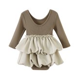 Zinnia Ribbed Fleece Bodysuit Dress - Walnut