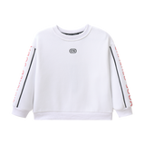 Detailed Sleeve Crew White