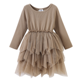 Zinnia Ribbed Fleece Shredded Tutu - Walnut
