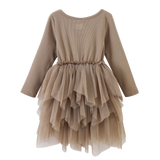 Zinnia Ribbed Fleece Shredded Tutu - Walnut