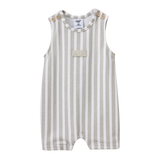 Freddie Stripe Romper - Pebble